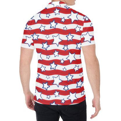 Fourth of July USA Star Pattern Print Men's Shirt