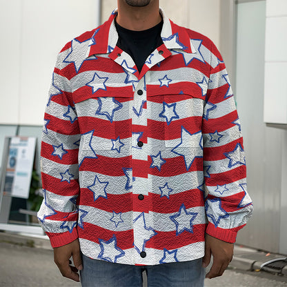 Fourth of July USA Star Pattern Print Men's Shirt Jacket