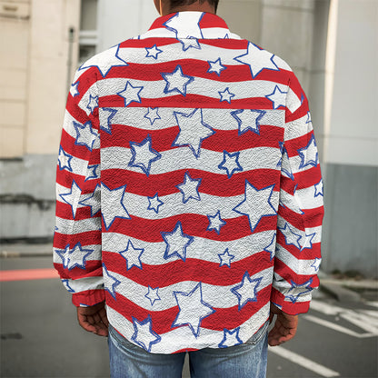 Fourth of July USA Star Pattern Print Men's Shirt Jacket