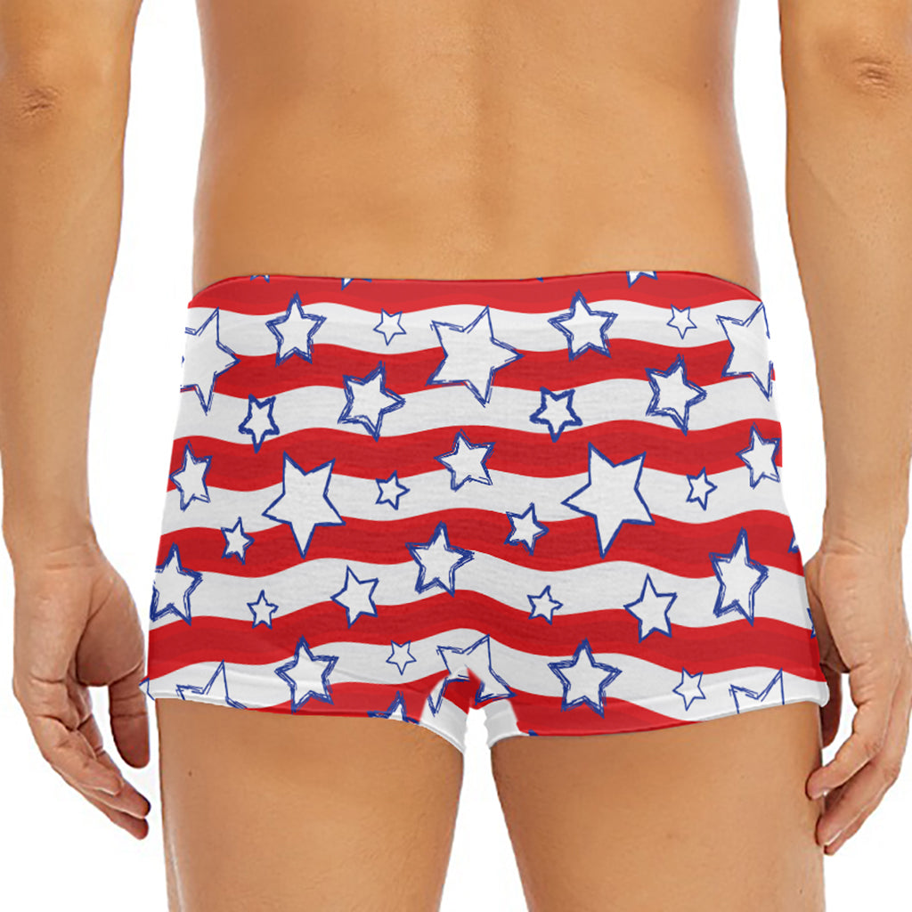 Fourth of July USA Star Pattern Print Men's Short Boxer Briefs