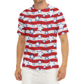 Fourth of July USA Star Pattern Print Men's Short Sleeve Rash Guard