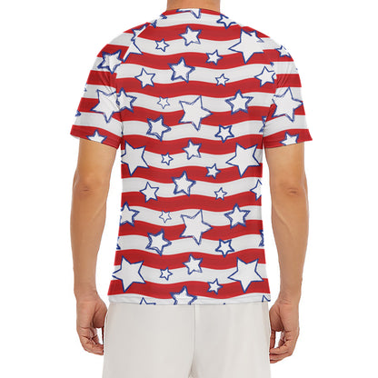 Fourth of July USA Star Pattern Print Men's Short Sleeve Rash Guard