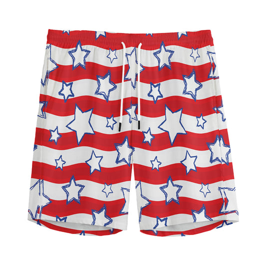 Fourth of July USA Star Pattern Print Men's Sports Shorts