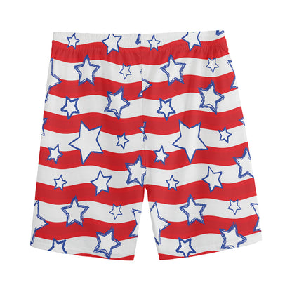 Fourth of July USA Star Pattern Print Men's Sports Shorts