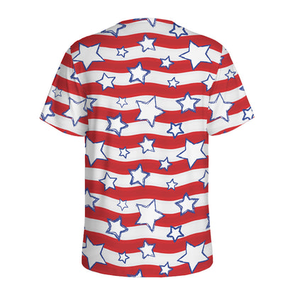 Fourth of July USA Star Pattern Print Men's Sports T-Shirt