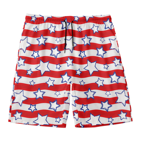 Fourth of July USA Star Pattern Print Men's Swim Trunks