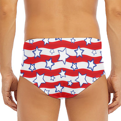Fourth of July USA Star Pattern Print Men's Triangle Swim Briefs