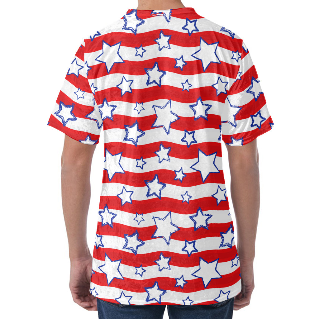 Fourth of July USA Star Pattern Print Men's Velvet T-Shirt