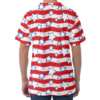 Fourth of July USA Star Pattern Print Men's Velvet T-Shirt