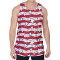 Fourth of July USA Star Pattern Print Men's Velvet Tank Top