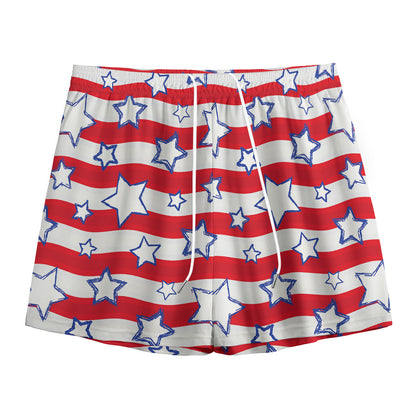 Fourth of July USA Star Pattern Print Mesh Shorts