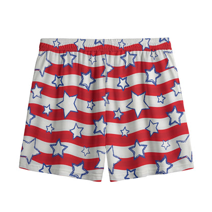 Fourth of July USA Star Pattern Print Mesh Shorts