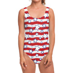 Fourth of July USA Star Pattern Print One Piece Swimsuit