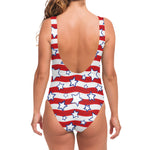 Fourth of July USA Star Pattern Print One Piece Swimsuit