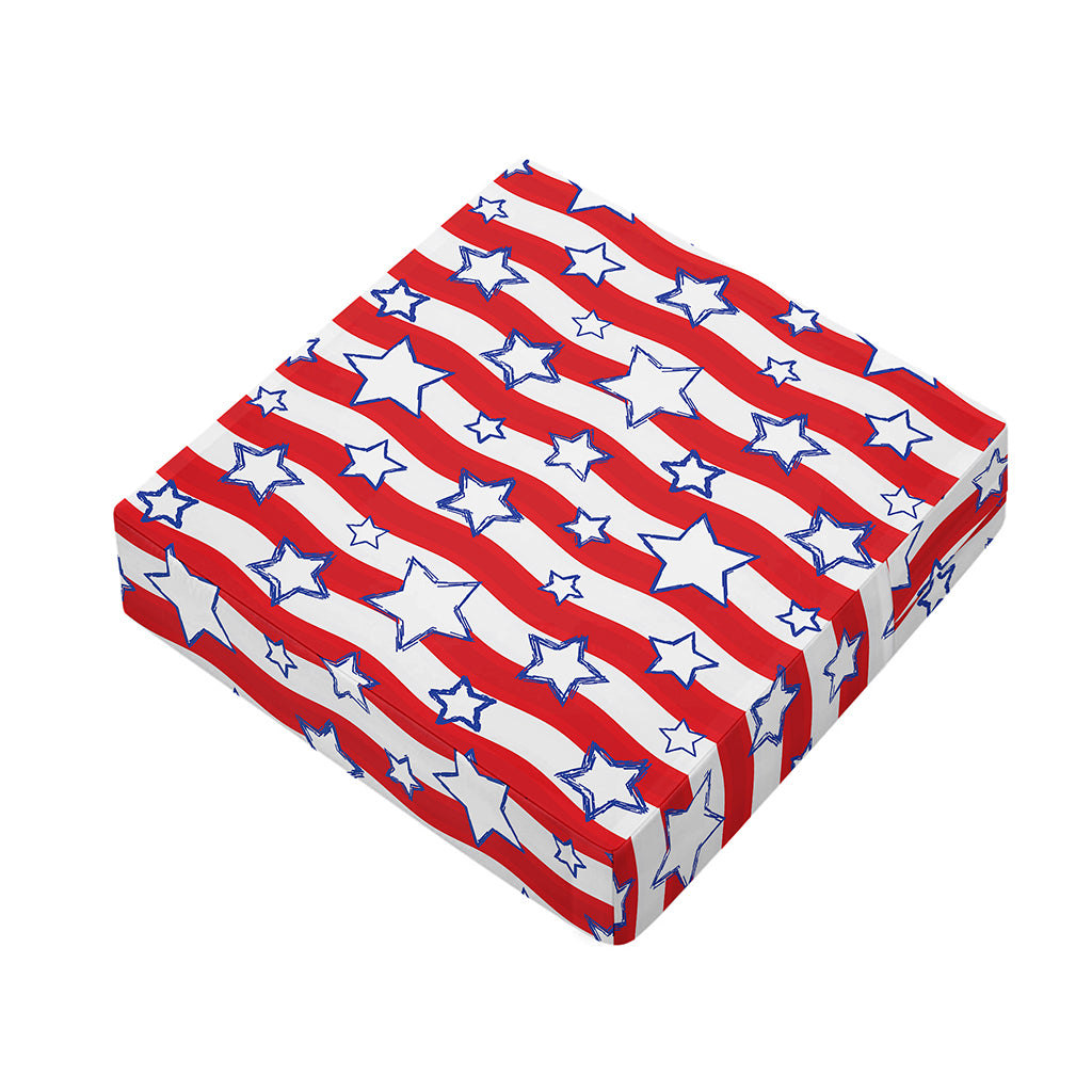 Fourth of July USA Star Pattern Print Outdoor Seat Cushion Cover