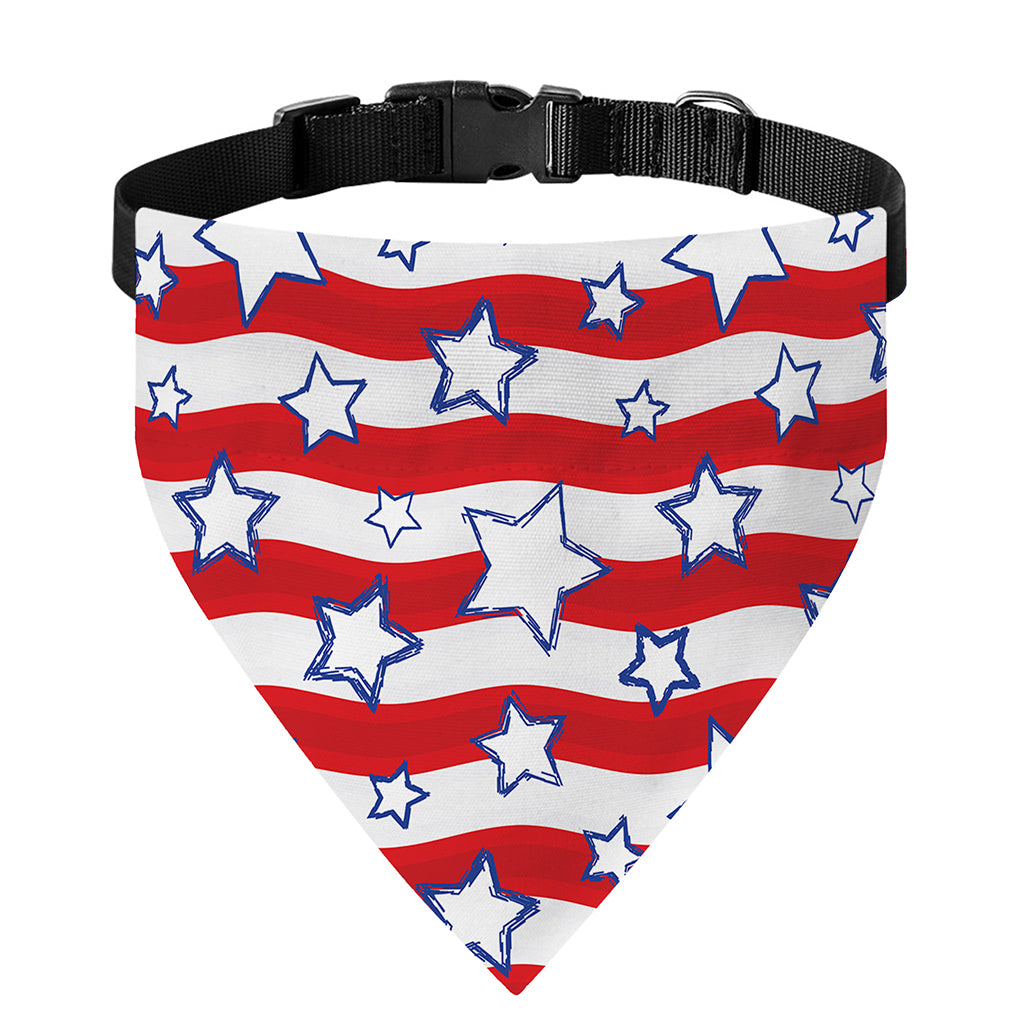 Fourth of July USA Star Pattern Print Over The Collar Dog Bandana