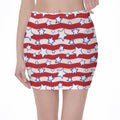 Fourth of July USA Star Pattern Print Pencil Mini Skirt