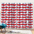Fourth of July USA Star Pattern Print Pencil Pleat Curtains