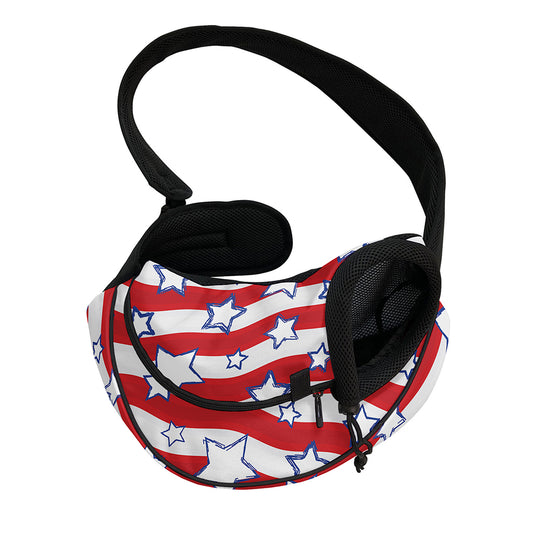 Fourth of July USA Star Pattern Print Pet Sling Carrier