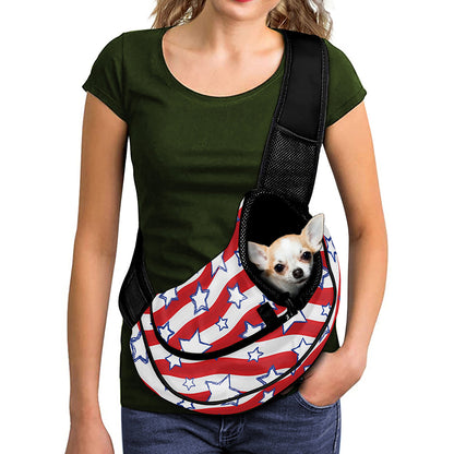 Fourth of July USA Star Pattern Print Pet Sling Carrier