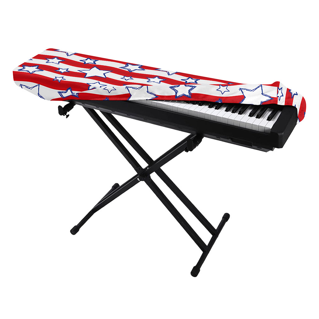 Fourth of July USA Star Pattern Print Piano Keyboard Cover