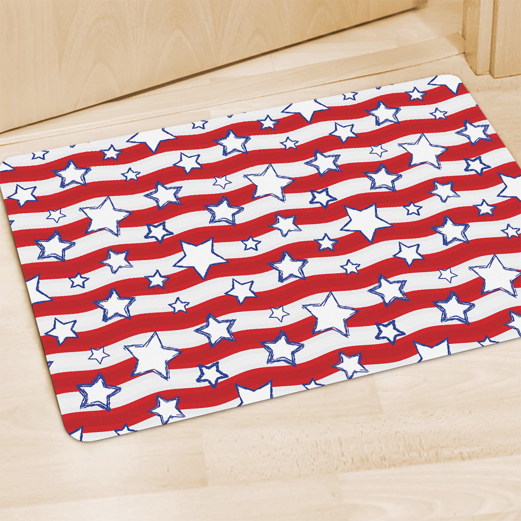 Fourth of July USA Star Pattern Print Polyester Doormat