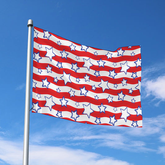 Fourth of July USA Star Pattern Print Polyester Flag