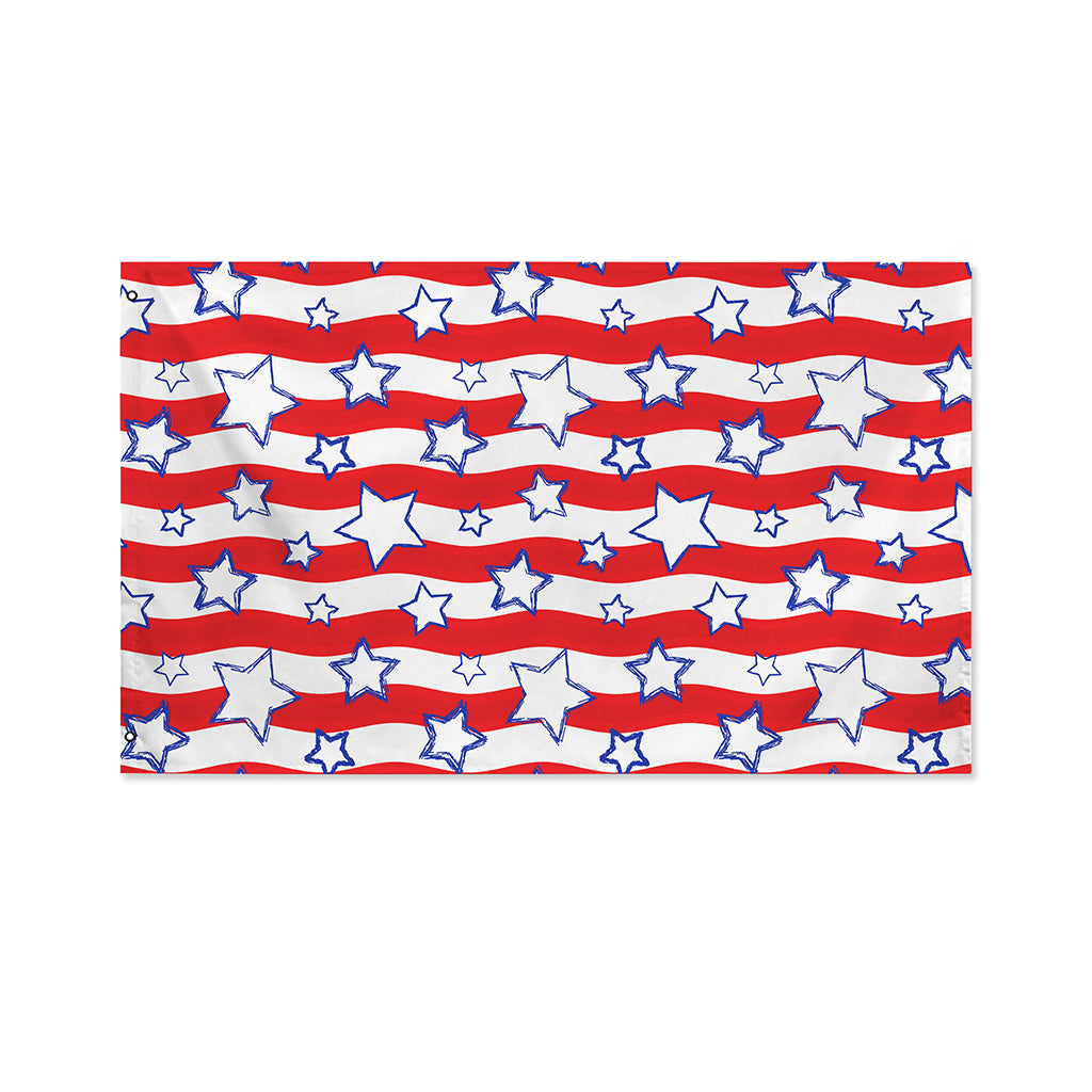 Fourth of July USA Star Pattern Print Polyester Flag