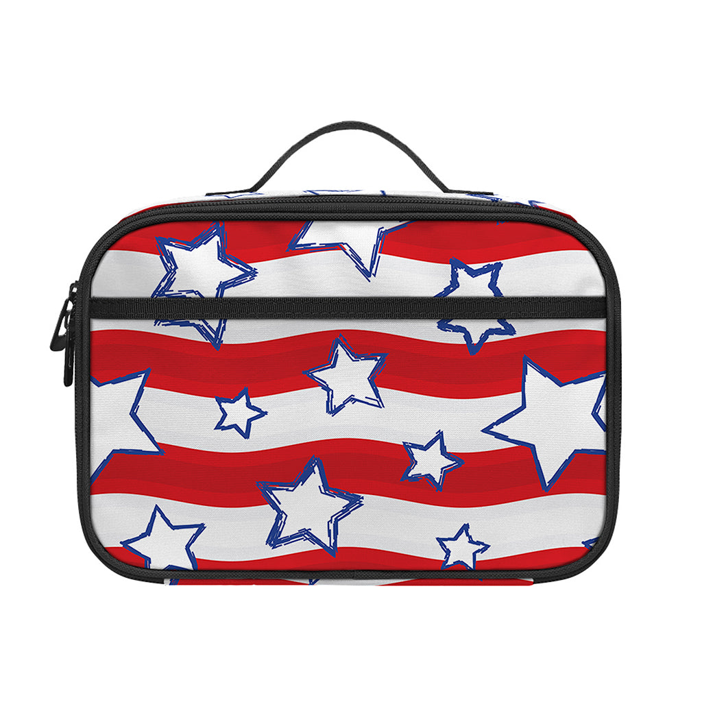 Fourth of July USA Star Pattern Print Portable Lunch Bag