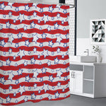 Fourth of July USA Star Pattern Print Premium Shower Curtain