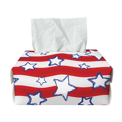 Fourth of July USA Star Pattern Print Rectangle Tissue Box Cover