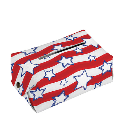 Fourth of July USA Star Pattern Print Rectangle Tissue Box Cover