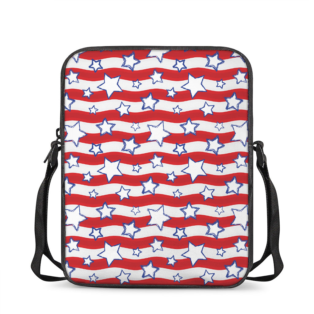 Fourth of July USA Star Pattern Print Rectangular Crossbody Bag
