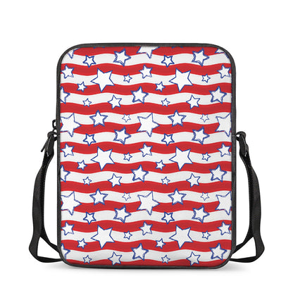 Fourth of July USA Star Pattern Print Rectangular Crossbody Bag