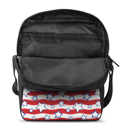 Fourth of July USA Star Pattern Print Rectangular Crossbody Bag