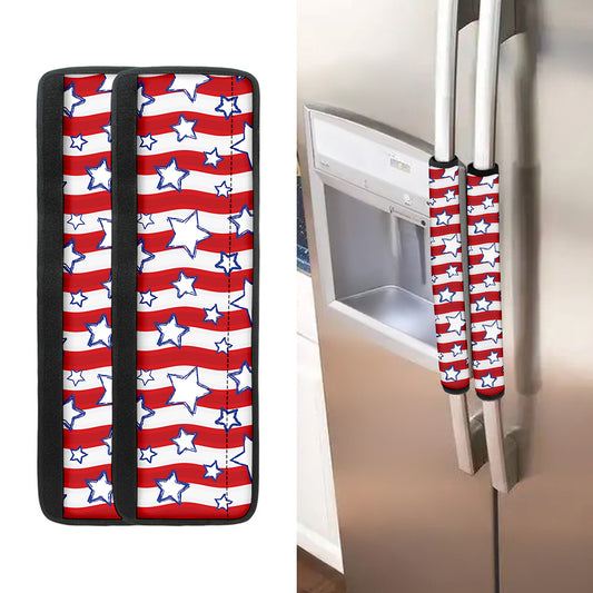 Fourth of July USA Star Pattern Print Refrigerator Handle Covers