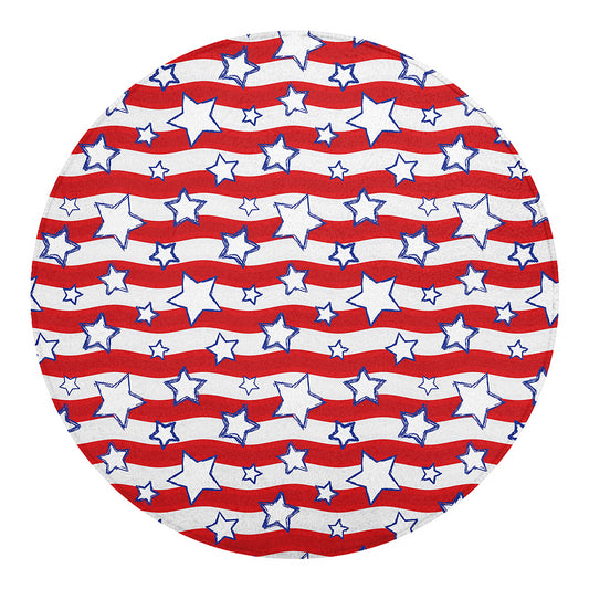 Fourth of July USA Star Pattern Print Round Blanket