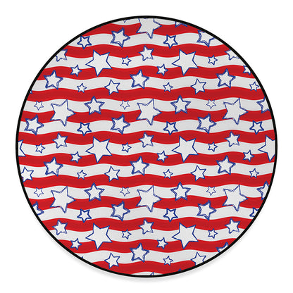 Fourth of July USA Star Pattern Print Round Floor Mat