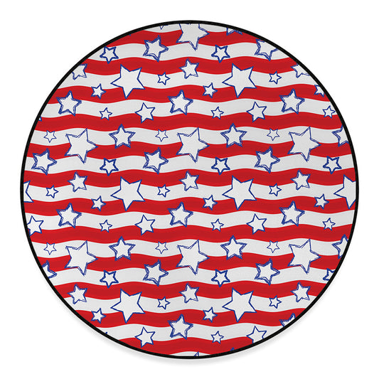 Fourth of July USA Star Pattern Print Round Floor Mat
