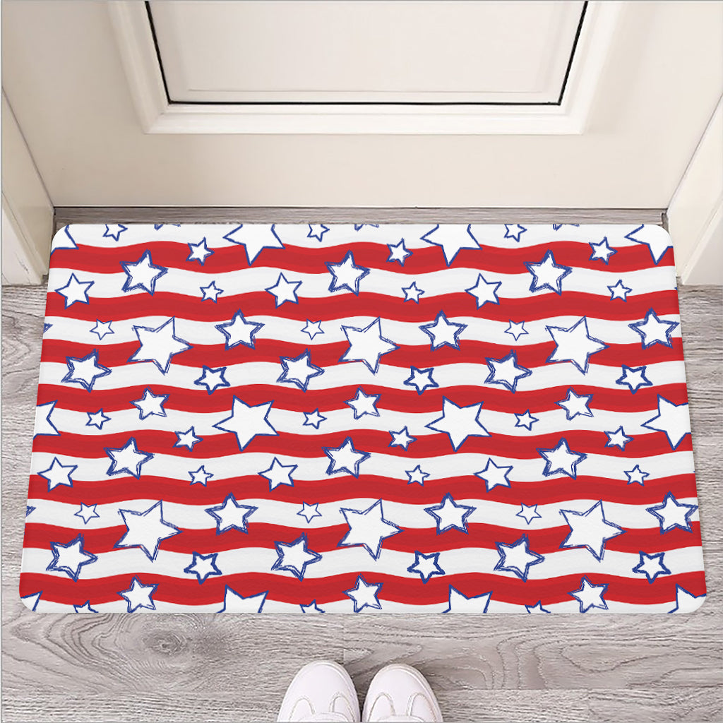 Fourth of July USA Star Pattern Print Rubber Doormat