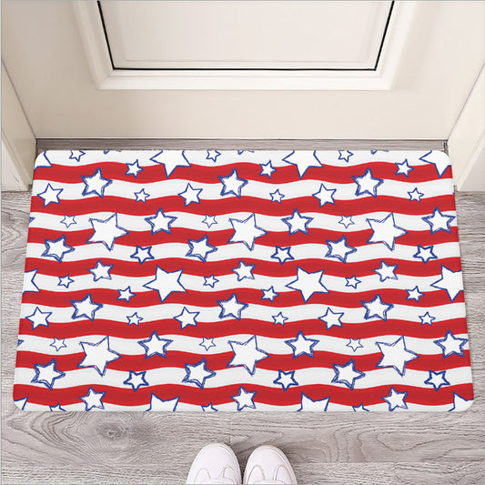 Fourth of July USA Star Pattern Print Rubber Doormat