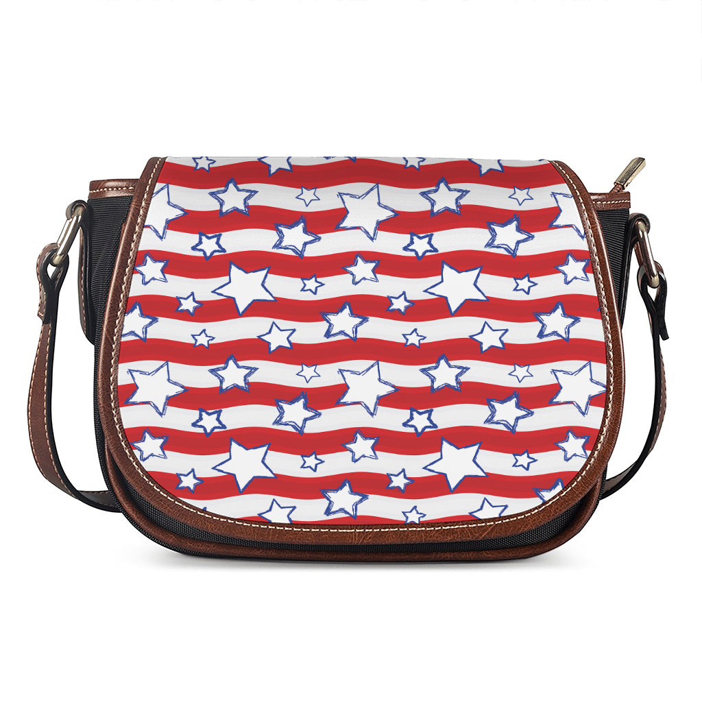 Fourth of July USA Star Pattern Print Saddle Bag