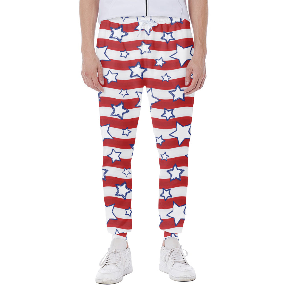 Fourth of July USA Star Pattern Print Scuba Joggers