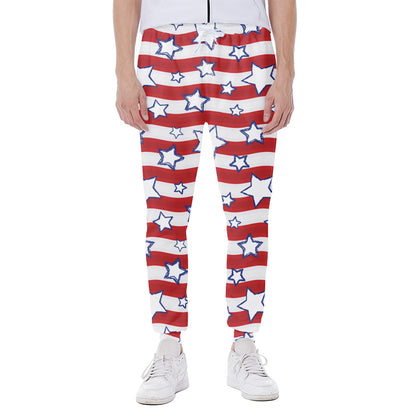 Fourth of July USA Star Pattern Print Scuba Joggers