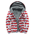 Fourth of July USA Star Pattern Print Sherpa Lined Zip Up Hoodie