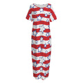 Fourth of July USA Star Pattern Print Short Sleeve Long Nightdress