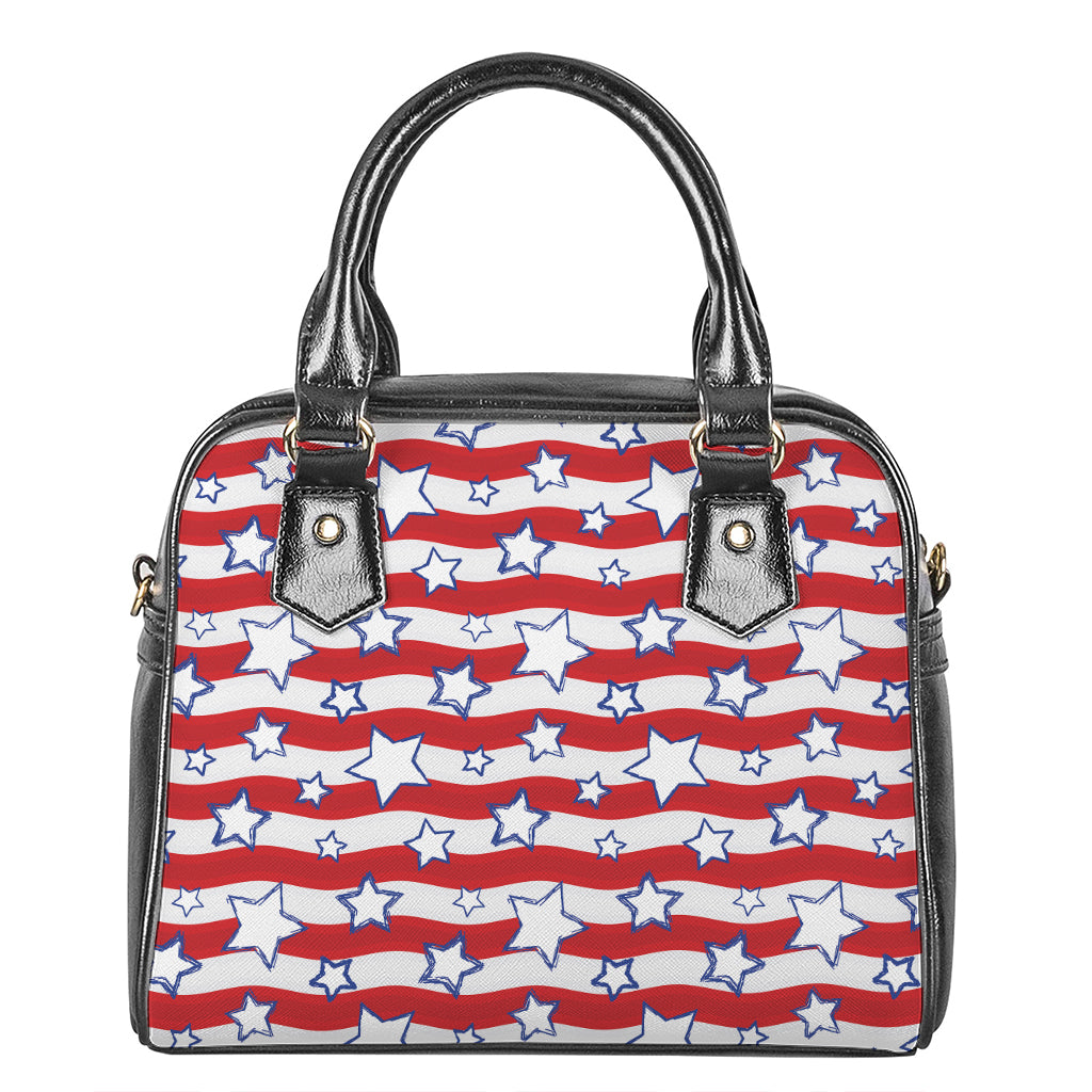 Fourth of July USA Star Pattern Print Shoulder Handbag
