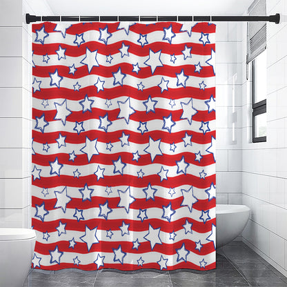 Fourth of July USA Star Pattern Print Shower Curtain