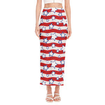 Fourth of July USA Star Pattern Print Side Slit Maxi Skirt