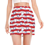 Fourth of July USA Star Pattern Print Side Slit Mini Skirt